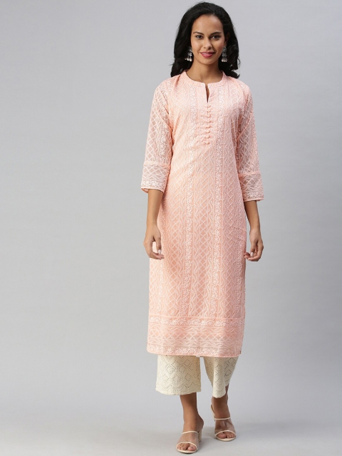 

Soch Women Pink Embroidered Georgette Kurta