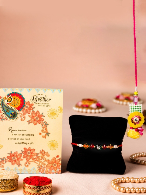 

Archies Red & Yellow Stone-Studded 4-Pieces Rakhi Gift Set