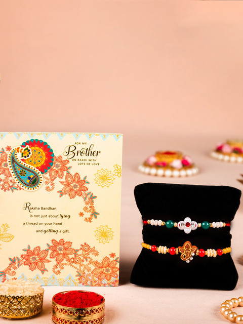 

Archies Set Of 2 with Greeting Card & Roli-Chawal, Multi