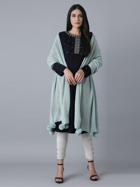 

W Women Green Solid Stole