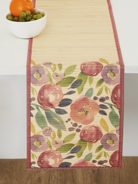 

Home Centre Beige & Pink Floral Printed Bamboo Table Runner