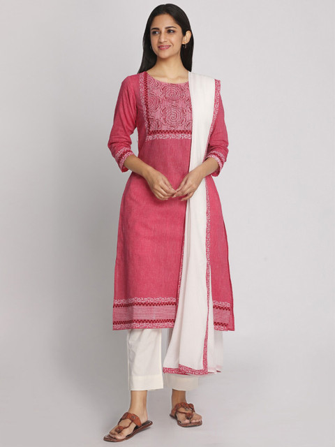 

Nakshi Pink & White Printed Unstitched Dress Material