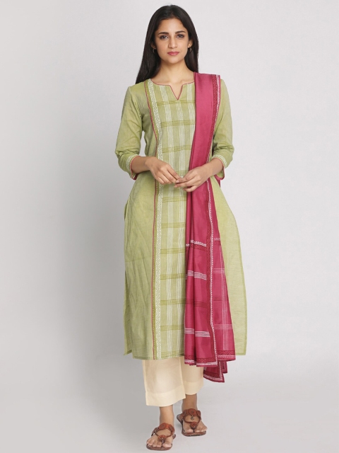 

Nakshi Green & Beige Printed Unstitched Dress Material