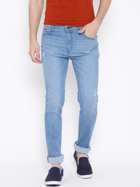 

American Swan Men Blue Slim Mildly Distressed Stretchable Jeans