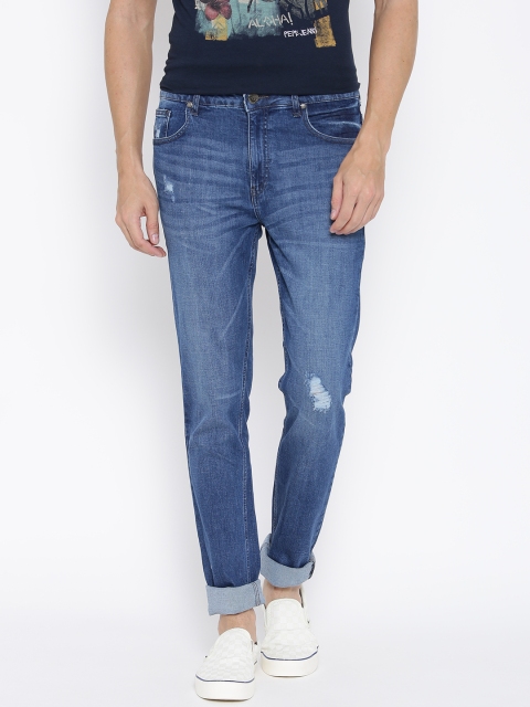 

American Swan Men Blue Slim Fit Low Distress Stretchable Jeans