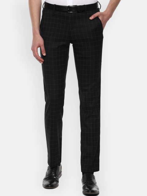 

Van Heusen Men Black Checked Slim Fit Formal Trousers