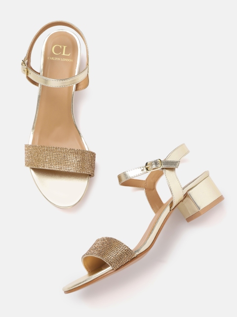 

Carlton London Gold-Toned Embellished Party Block Heels