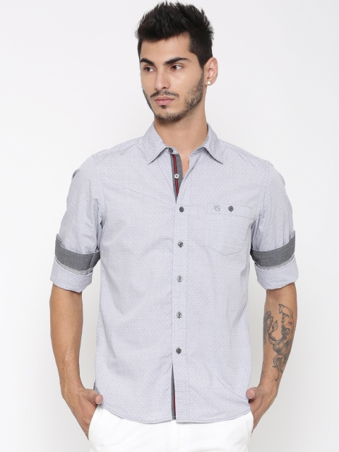 

American Swan Men Grey Smart Fit Self-Design Casual Shirt