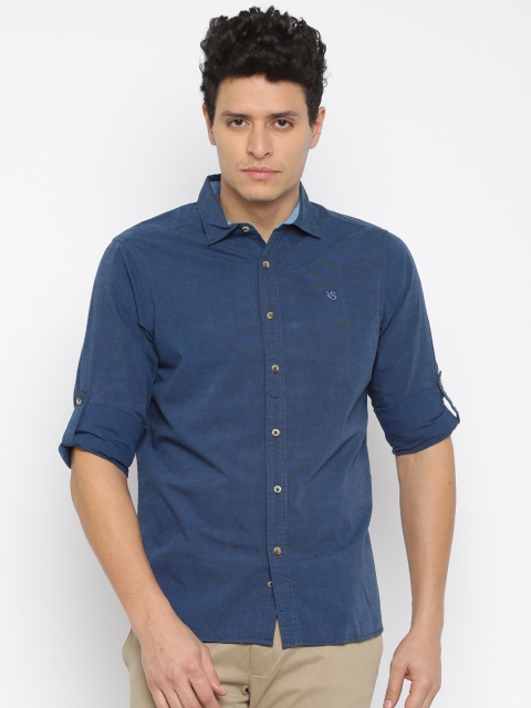 

American Swan Men Blue Regular Fit Solid Casual Shirt
