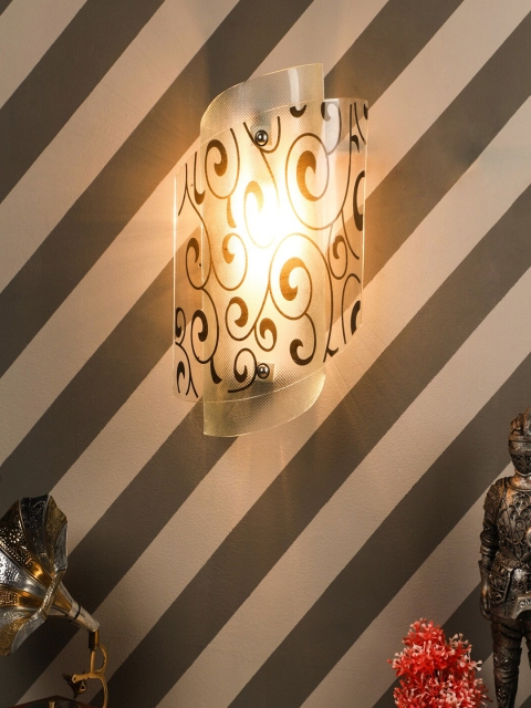 

MFD HOME FURNISHING White & Black Printed Glass Quirky Wall Lamp