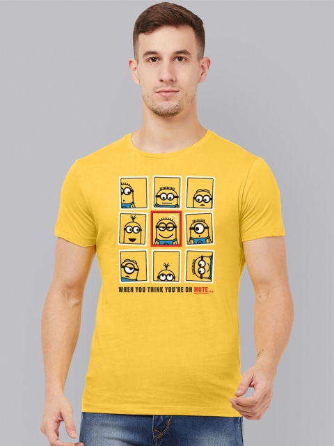 

Free Authority Men Yellow Minions Printed Pure Cotton T-shirt