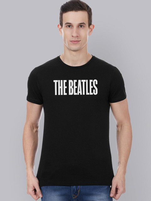 

Free Authority Men Black White The Beatles Printed Pure Cotton T-shirt