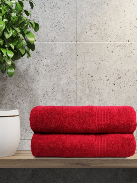 

Trident Red 550 GSM Set of 2 Cotton Bath Towel