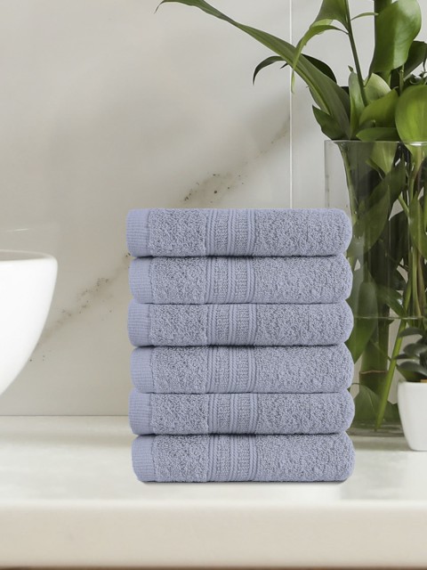 

Trident Grey 6-Pieces Solid Pure Cotton 550 GSM Face Towel Set