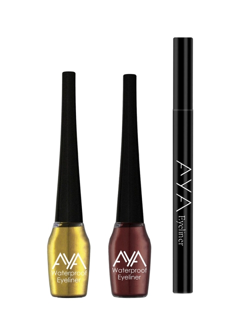 

AYA Set of 3 Waterproof Eyeliners - Pen Eyeliner and Liquid Eyeliner, Black