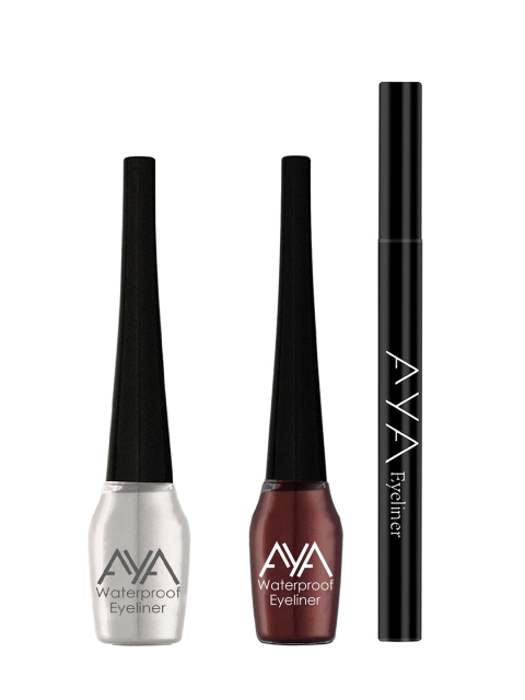 

AYA Set of 3 Waterproof Eyeliners - Pen Eyeliner and Liquid Eyeliner, Black