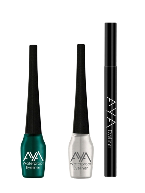 

AYA Set of 3 Waterproof Pen Eyeliner & Liquid Eyeliner, Black