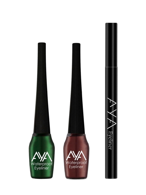 

AYA Set of 3 Waterproof Pen Eyeliner & Liquid Eyeliner, Black