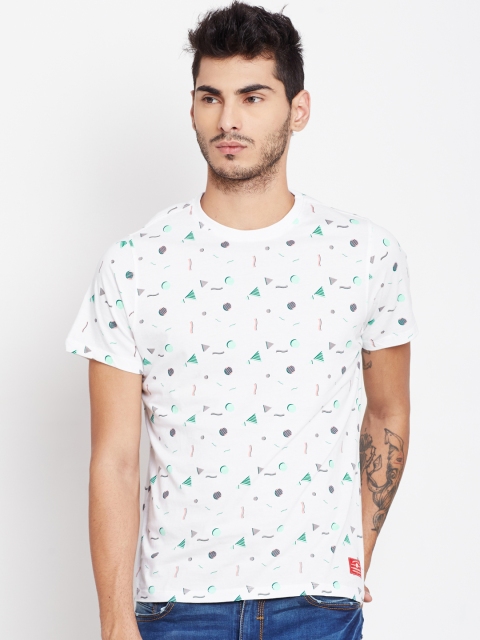 

American Swan Men White Printed Round Neck T-shirt