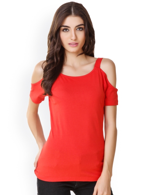 

Texco Red Cold-Shoulder Top