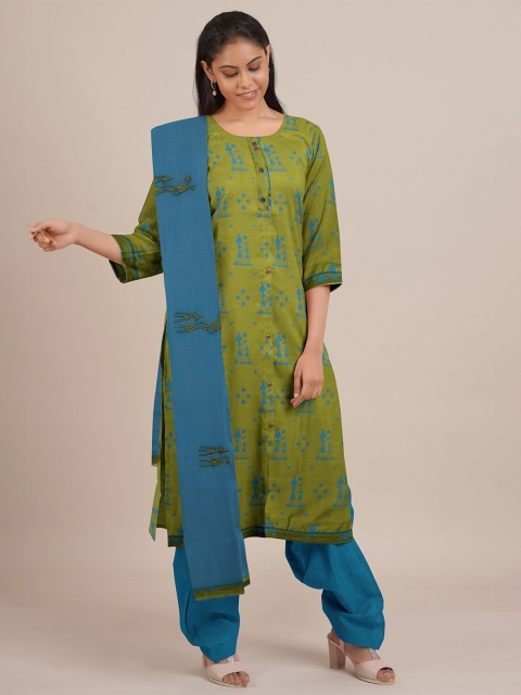 

Pothys Women Unstitched Green Chudithar Material