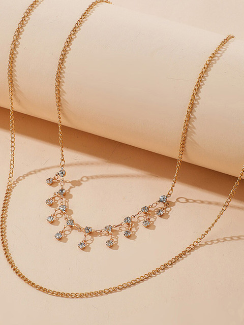 

ToniQ Gold-Toned & White Gold-Plated Layered Necklace