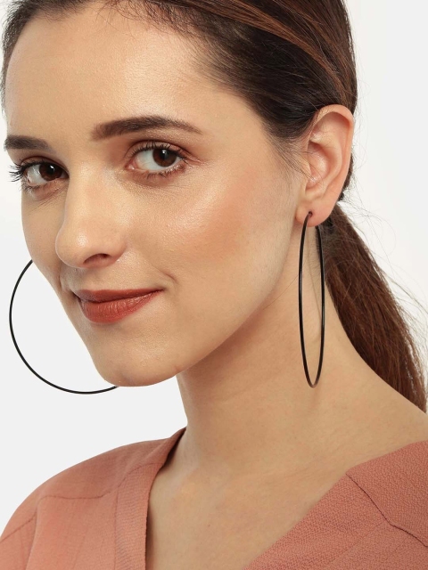 

ToniQ Black Contemporary Hoop Earrings