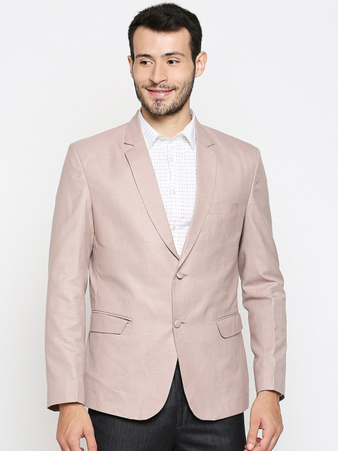 

Blacksmith Men Beige Solid Single-Breasted Formal Blazer
