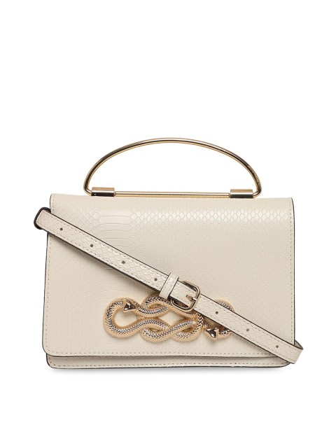 

ALDO Off-White PU Embellished Structured Sling Bag