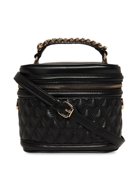 

ALDO Black Geometric PU Structured Handheld Bag with Quilted