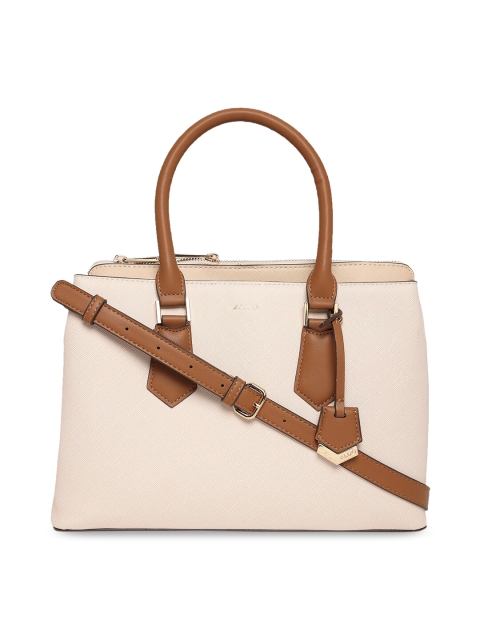 

ALDO Beige PU Structured Handheld Bag with Tasselled