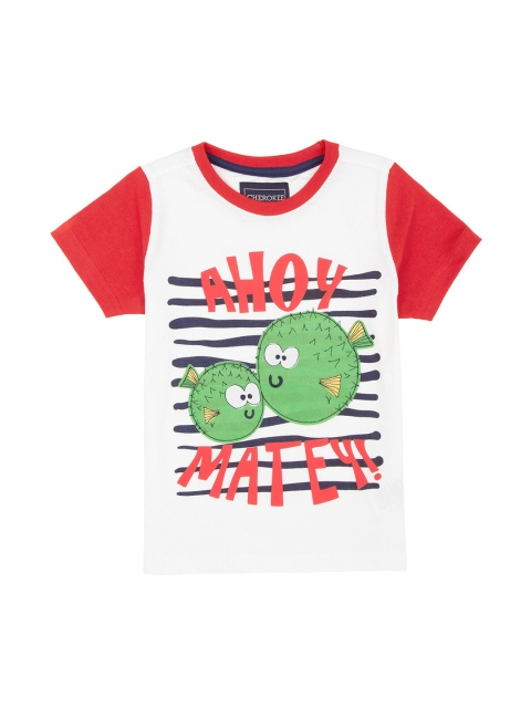 

Cherokee Boys White Printed Applique T-shirt