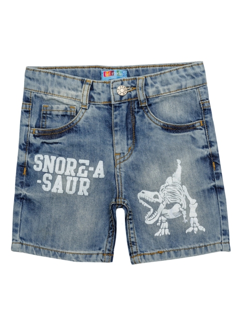 

Kid Studio Boys Blue Printed Mid-Rise Denim Shorts