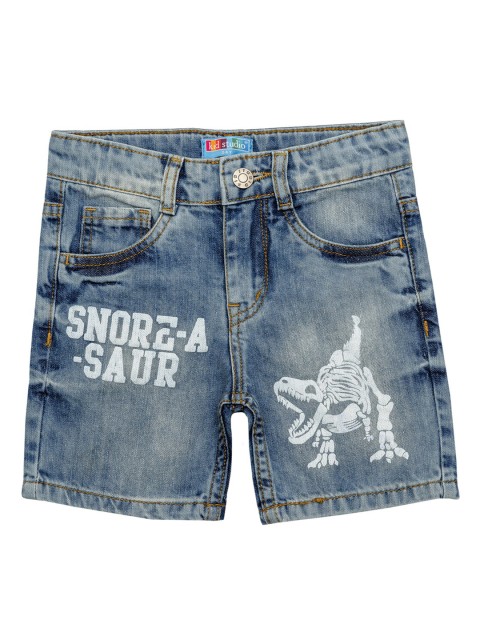 

Kid Studio Boys Blue & White Printed Mid-Rise Denim Shorts