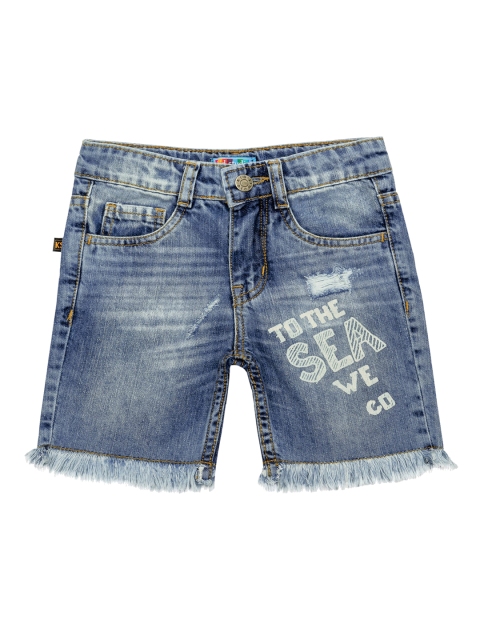 

Kid Studio Boys Blue Washed Frayed Mid-Rise Denim Shorts