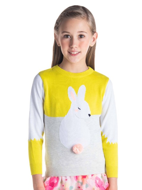 

Cherry Crumble Girls Yellow & Grey Colourblocked Polyester PU Coated Pullover