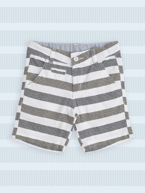 

Pantaloons Junior Boys White Striped Mid-Rise Regular Shorts