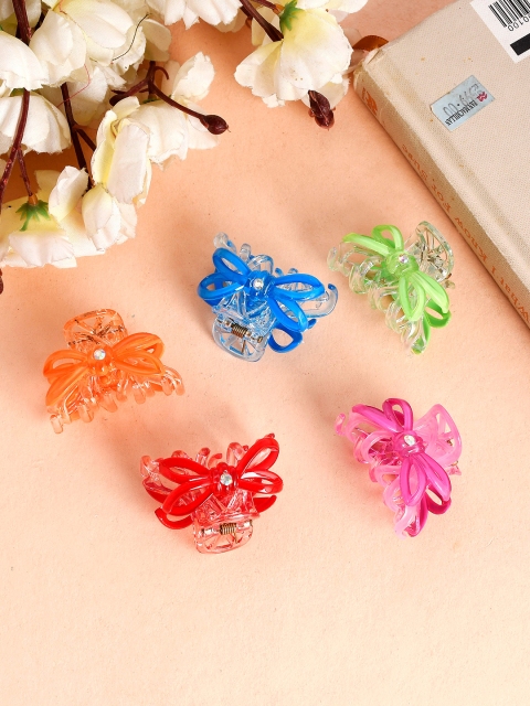 

Silvermerc Designs Women Set of 5 Blue & Pink Embellished Claw Clips