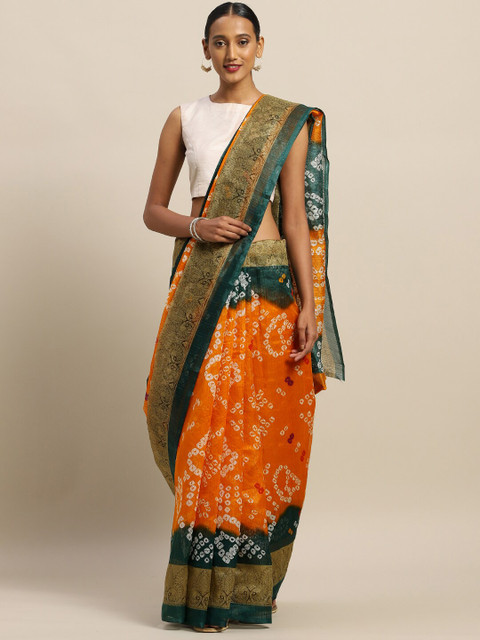 

KALINI Women Yellow & Green Printed Bhagalpuri Silk Saree
