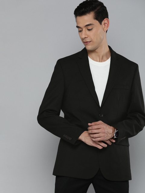 

Indian Terrain Men Black Solid Supercoat Fit Single-Breasted Formal Blazer