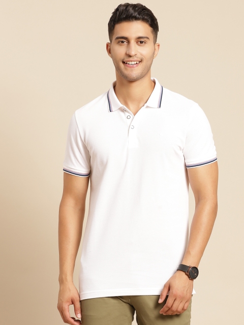 

United Colors of Benetton Men White Supima Cotton Polo Collar Pure Cotton T-shirt