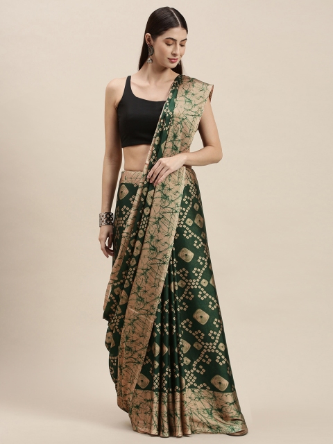 

KALINI Green & Beige Bandhani Saree