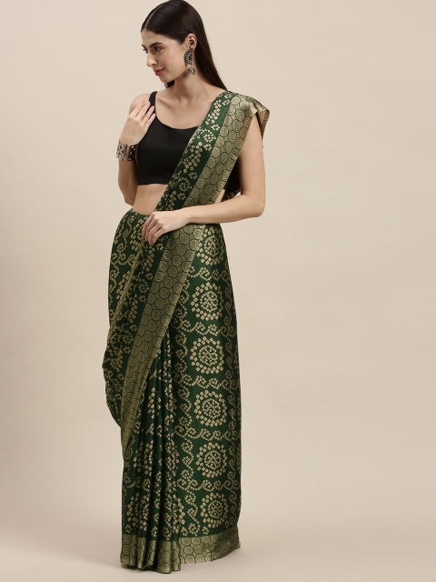 

KALINI Green & Beige Bandhani Saree