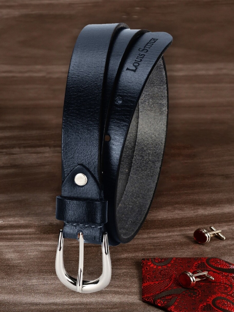 

LOUIS STITCH Women Prussian Blue Solid Leather Belt