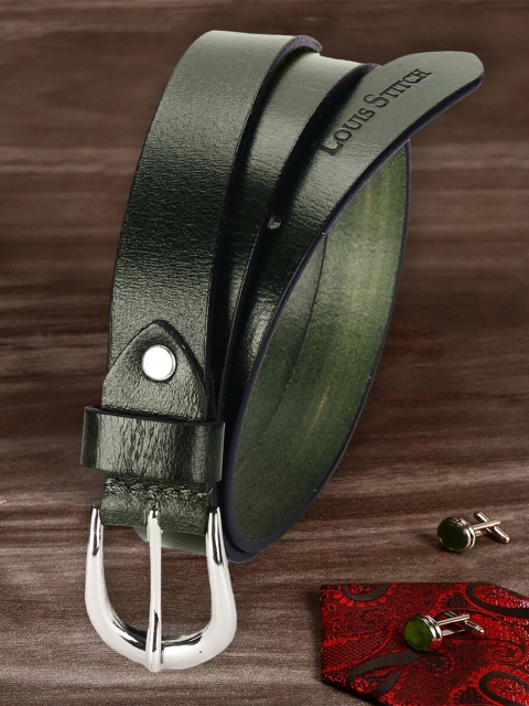

LOUIS STITCH Women Green Leather Belt