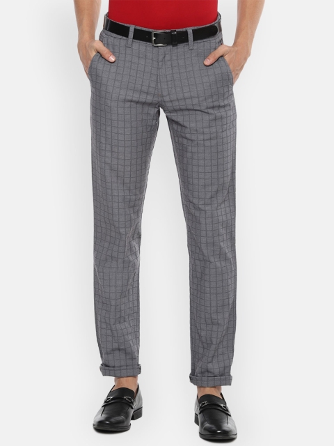 

Louis Philippe Sport Men Grey Checked Slim Fit Trousers