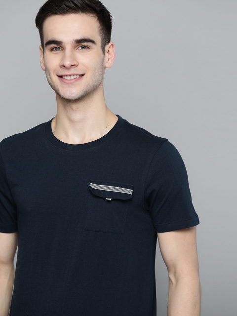 

Mast & Harbour Men Navy Blue Solid Handcrafted T-shirt