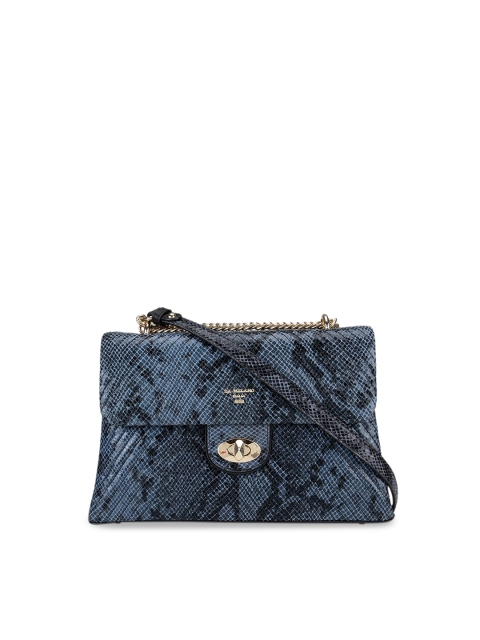 

Da Milano Blue Animal Textured Leather Structured Sling Bag