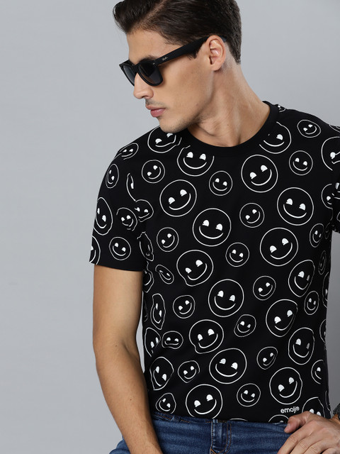 

Kook N Keech Emoji Men Black White Pure Cotton Printed Pure Cotton T-shirt