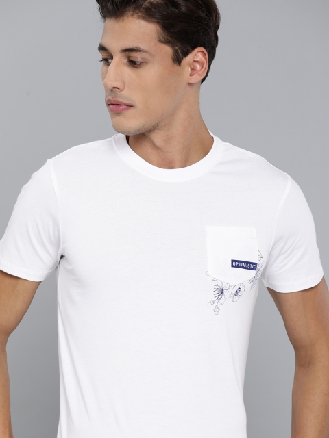 

Kook N Keech Men White Pure Cotton Pocket Detailing Pure Cotton T-shirt